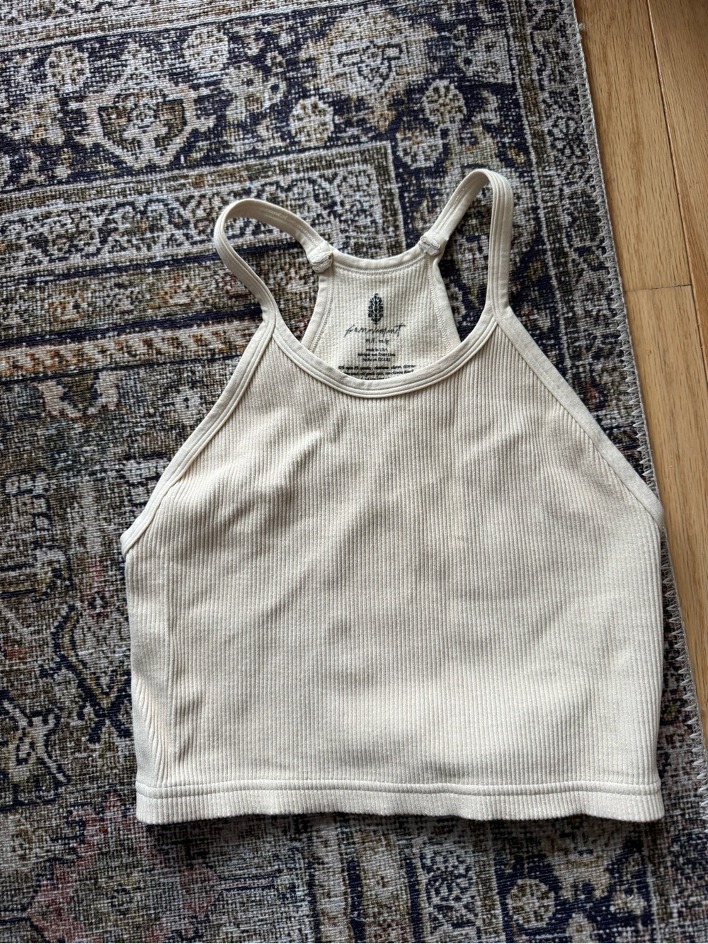 FP Movement by Free People Ribbed High-Neck Crop Tank - Cream